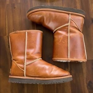 Classic Short Leather Boots Womens Style SZ 7